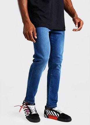 Джинсы мужские boohoo синие xs/42 новые – эластичные, высокая посадка