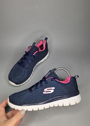 Жіночі кросівки skechers graceful - get connected темно-синього кольору з рожевими акцентами