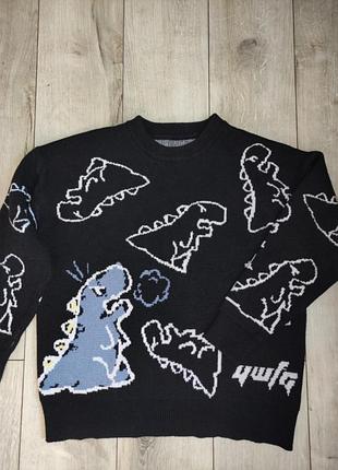 В'язаний оверсайз светр із динозаврами в стилі harajuku / y2k / streetwear (aelfric eden / vamtac style)