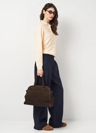 Брюки вилные темно синие лён + хлопок zara