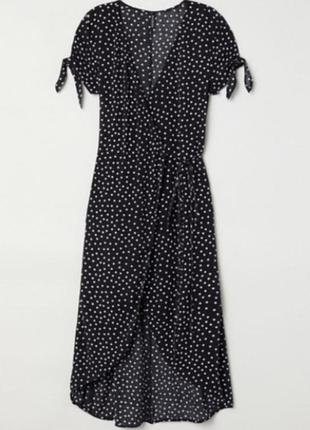 Платье-халат,запах,миди,горох,h&m.