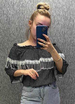 Жіноча блузка сорочка в горох