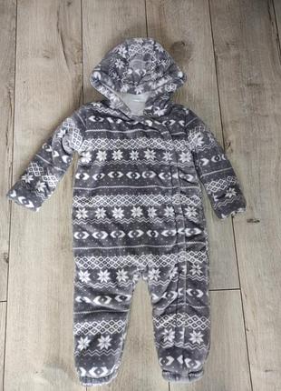 Плюшевый комбинезон-ромпер f&amp;f baby, 12-18 мес (80-86 см), состояние нового!