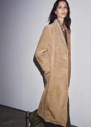 Пальто из 100%-й замшевой кожи zara лимитированная коллекция