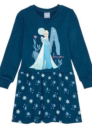 Платье хлопковое с принтом для девочки disney frozen 382063_363738 122-128 см (6-8 years) темно-синий