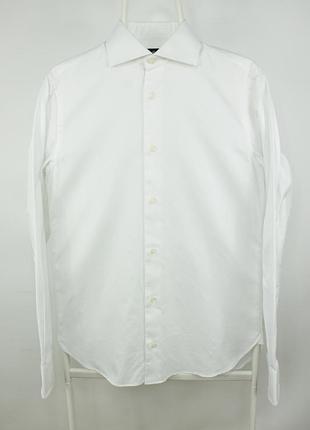 Класична білосніжна сорочка рубашка boggi milano white dress slim fit shirt men's