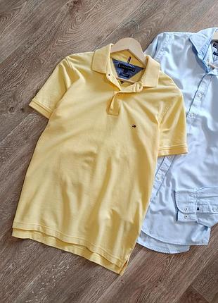 Жовта чоловіча поло футболка tommy hilfiger
