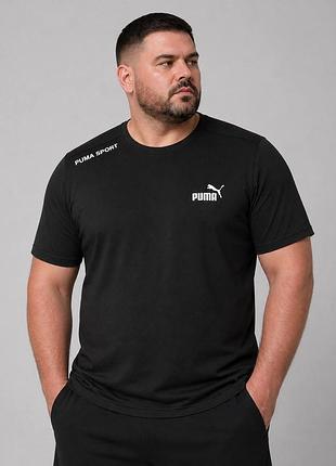 Чоловіча батальна футболка puma 56–64 | чорна літня футболка великих розмірів | базова спортивна футболка,трикотаж,бавовна