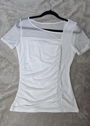 Dkny асимметричный белый топ / футболка