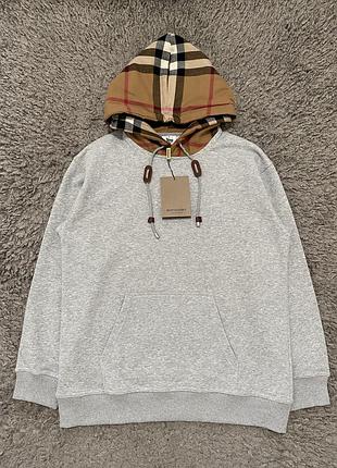 Худі burberry с капюшоном унісекс сірий made in italy