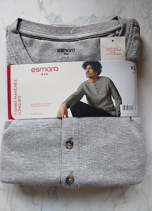 Фактурный мужской лонгслив хенли esmara men серый меланж