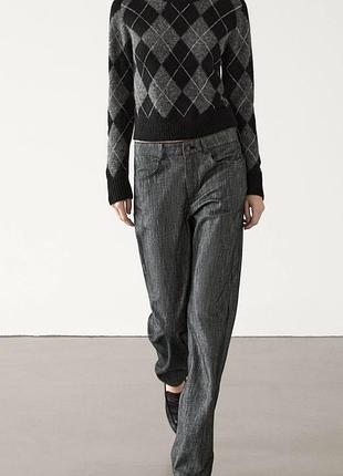 Світер жіночий massimo dutti  вовняний з альпаки з ромбами кофта джемпер светр чорний
