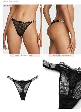 Трусики з камінцями  victorias secret стрінги оригінал мереживні труси зі стразами s  м с м чорні