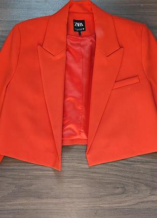 Zara cropped blazer, червоний, s, оригінал