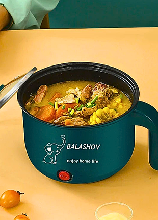 Електрокаструля скороварка-рисоварка balashov 1.5 л, мультиварка компактна кухонна з керамічним покриттям