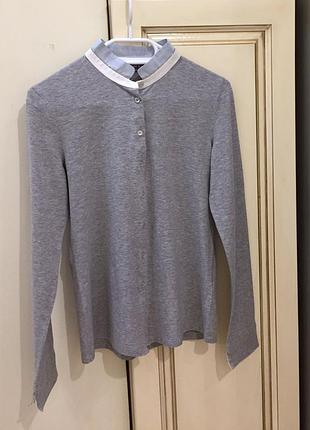 Новa.сорочка брендова peserico pme monili chain lycra jersey button up shirt grey оригінал.зі свіжих колекцій