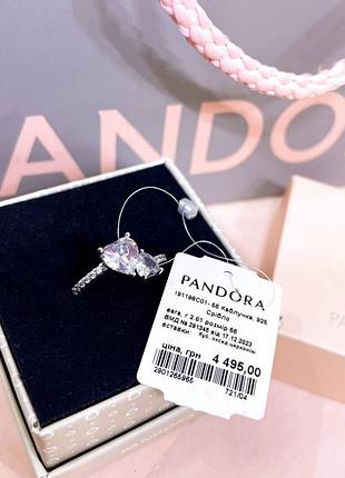 Пандора pandora оригинальная бирка серебряное кольцо сердце прозрачное камушек сердечко сердца серебро s925 ale новое