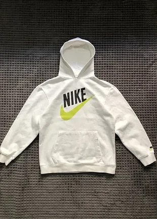 Белоснежное худи nike (s) big logo худи мужское белое на флисе