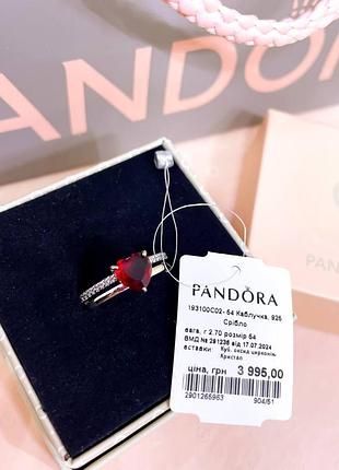 Пандора pandora оригинальная бирка серебряное кольцо сердце красное красный камушек сердечко сердца серебро s925 ale новое