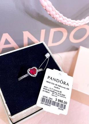 Пандора pandora оригинальная бирка серебряное кольцо сердце красное красный камушек сердечко сердца серебро s925 ale новое