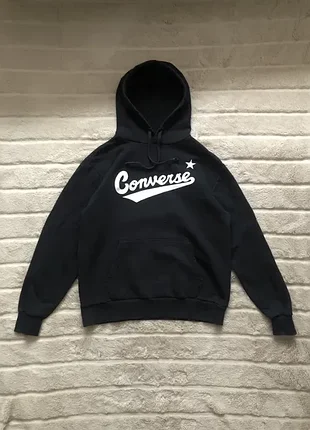 Converse (s) oversized fleece hoodie мужской худі кофта флисовая черна
