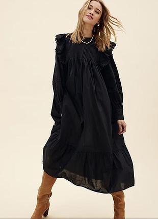 Котоновое с воланом и кружевом платье 👗