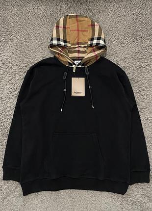 Худі burberry чоловіче с капюшоном чорний made in italy