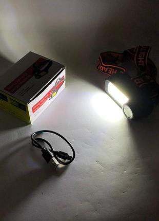 Фонарь на голову для рыбалки wh-1707-xpe+cob, налобный фонарь для точных работ налобный яркий kg-83
