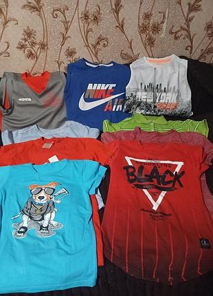 Пакет летней одежды на мальчика. лот свободных футболок и маек nike, lacoste