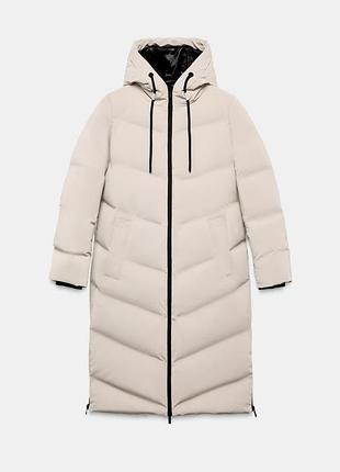 Длинный зимний пуховик куртка zara