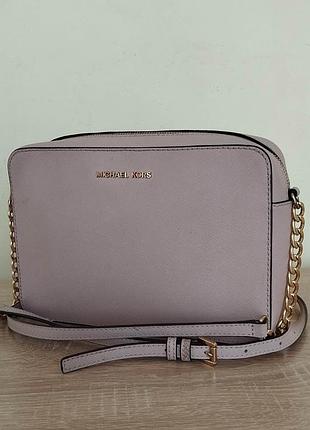Женская кожаная сумка кроссбоди michael kors jet set