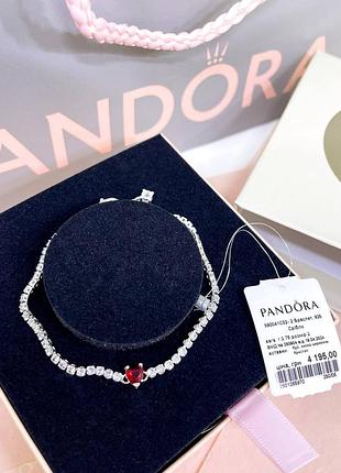 Пандора pandora оригинальная бирка серебряный браслет сердце красный камушек сердечко красное сердца серебро s925 ale новое