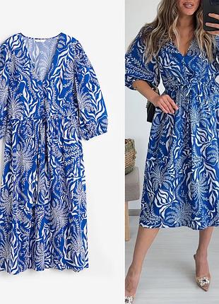 H&m сукня міді з натуральної тканини