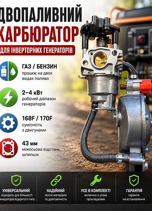 Карбюратор газовый редуктор для инверторного генератора открытого типа 3-4 квт газ/бензин