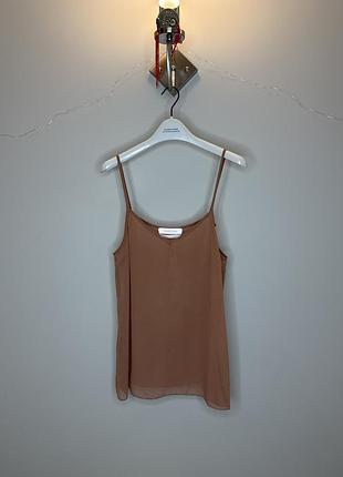 Легкий напівпрозорий топ chloe see by chloé у теракотовому кольорі на тонких бретелях m-l