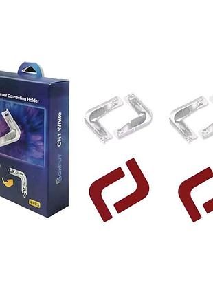 Набір куточків для світлодіодної стрічки boxput ch1 white (4 шт.) | кутовий з'єднувач для led стрічок smd 5050, скотч у комплекті, білий