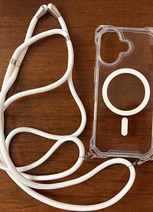 Чохол на iphone 17 прозорий зі зйомним шнурком