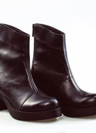 Ботинки, черные кожаные, байка, стелька 25 см