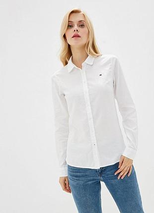 Женская белая рубашка, рубашка женская, натуральная рубашка бренд Tommy hilfiger, р.uk12, нюанс