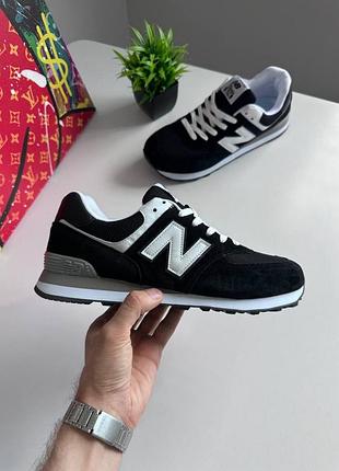 Чоловічі кросівки new balance 574 black white / smb+ 🔗