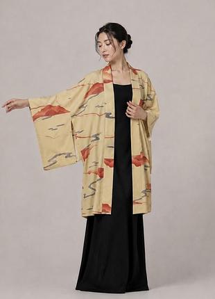 Вінтаж! кімоно хаорі, техніка шиборі, шовк 100%, japan