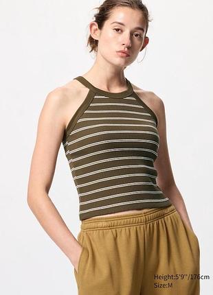 Топ бюстгальтер uniqlo halter neck sleeveless bra top (stripe)