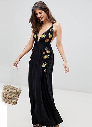 Розпродаж сукня asos натуральна з вишивкою