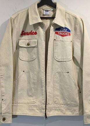 Байкерская джинсовая куртка джинсовка ford service workwear canvas denim jacket