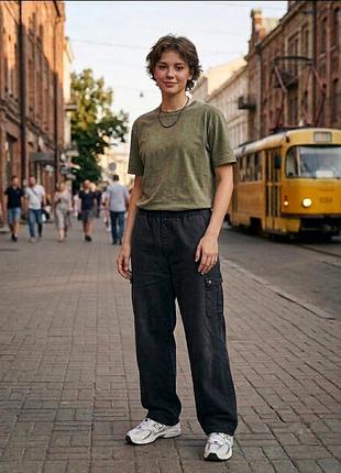 Стильные унисекс брюки-карго prettylittlething (wide leg / wide fit) р.42