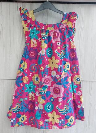 Брендовое легесенькие хлопковое летнее платье m&amp;s для девочки 5-6р
