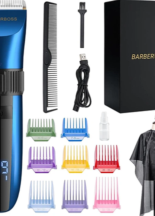 Barberboss qr-2082 тример для бороди акумуляторний тример для волосся самозаточувальний водонепроникний з керамічними лезами, світлодіодним дисплеєм,