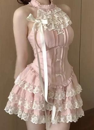 Рожева сукня-корсет у стилі coquette з мереживом!