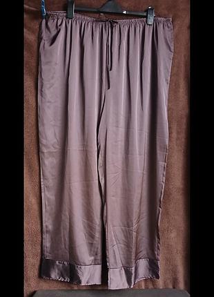Штаны женские домашние, шоколад, атлас,  2xl, eur 50-52, батл