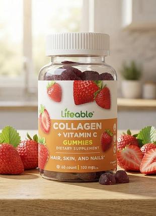 Lifeable collagen + vitamin c adult 60 gummies – желейные витамины с коллагеном и витамином сша